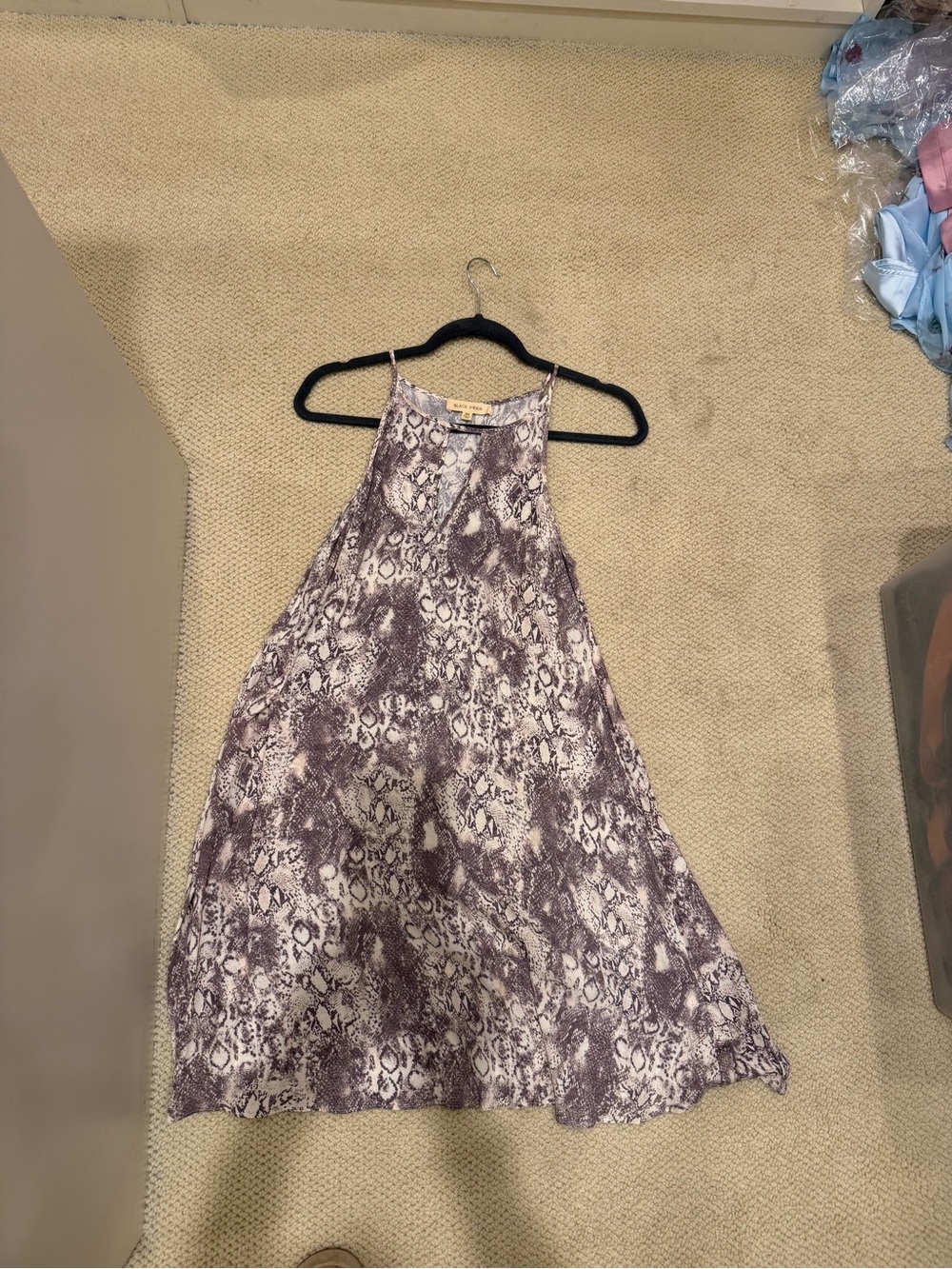 Black Swan Mauve Snakeskin Halter Swing Dress